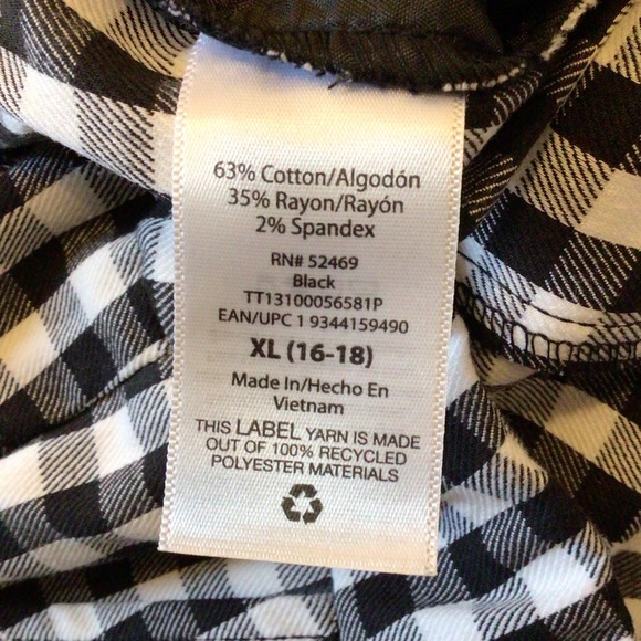 Time and Tru Womens Black Gingham Checked Casual Pull On Bermuda Shorts Size XL - Picture 6 of 6